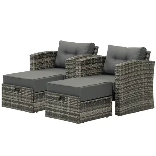 Royalcraft Outdoor Patio Furniture,10 Pieces All-Weather Patio Conversation Set Wicker Sectional Sofa with Non-slip Cushions,Aluminum Frame,Grey