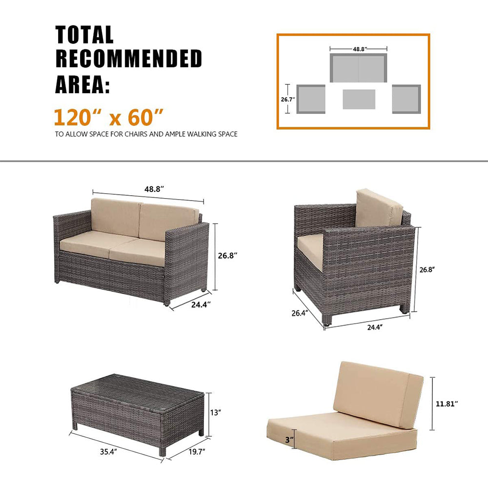 5 Piece Outdoor Wicker Conversation Sets
