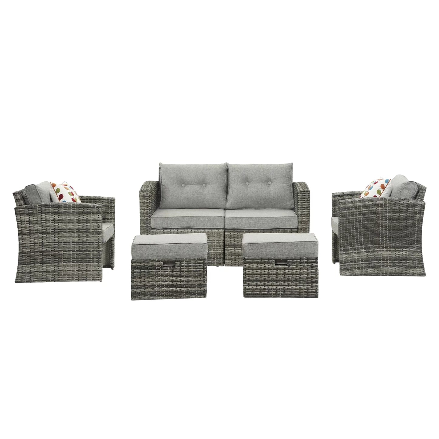 Royalcraft Outdoor Patio Furniture,10 Pieces All-Weather Patio Conversation Set Wicker Sectional Sofa with Non-slip Cushions,Aluminum Frame,Grey