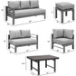 Heynemo Superjoe Aluminum Outdoor Patio Furniture Set, Metal Outside Conversation Sets with Dining Table&2 Ottomans, Sectional Sofa Couch Seating Set with Cushion for Backyard, Gray