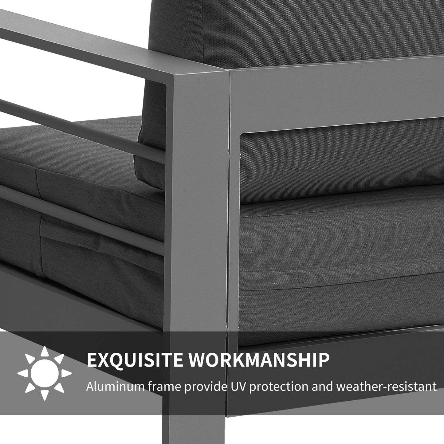 Superjoe Outdoor 2-Seat Patio Aluminum Loveseat Sofa Couch Furniture with Light Grey Cushions, Grey