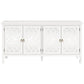 Heynemo Carved Sideboard Cabinet with Storage, 63'' Modern Buffet Cabinet with Mirrored Door and Adjustable Shelves, Accent Cabinet for Entryway, Dining Room, Living Room, White