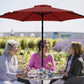 RoyalCraft 7.5 Ft Patio Umbrella Outdoor Market Table Umbrella Luxury Aluminum Pole Umbrella with Push Button Tilt and Crank, 6 Ribs, Polyester Canopy, Dark Red