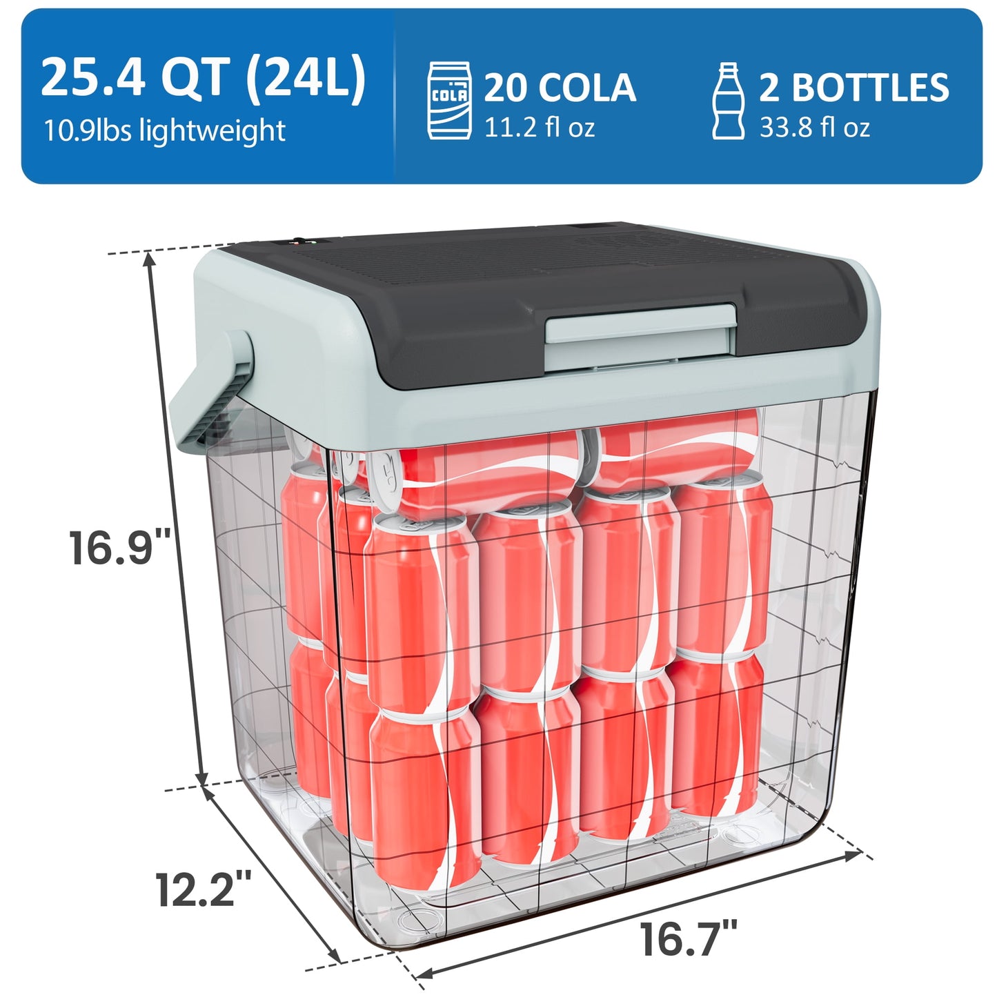 Sunvivi 25QT Portable Electric Cooler & Warmer with Handle ¨C Mini Fridge for Car, Road Trips, Camping, Home, and Office, Black