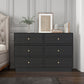 Royalcraft 6 Drawer Dresser, Modern Closet Dressers Chest of Drawers with Crystal Knobs & Decorative Painted Strip, Wood Storage Cabinet for Bedroom Living Room Hallway Closet