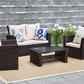 All-Weather Outdoor Patio Furniture Set - 4-Piece Wicker Rattan Sectional Conversation Set with Table and Cushions, Gray