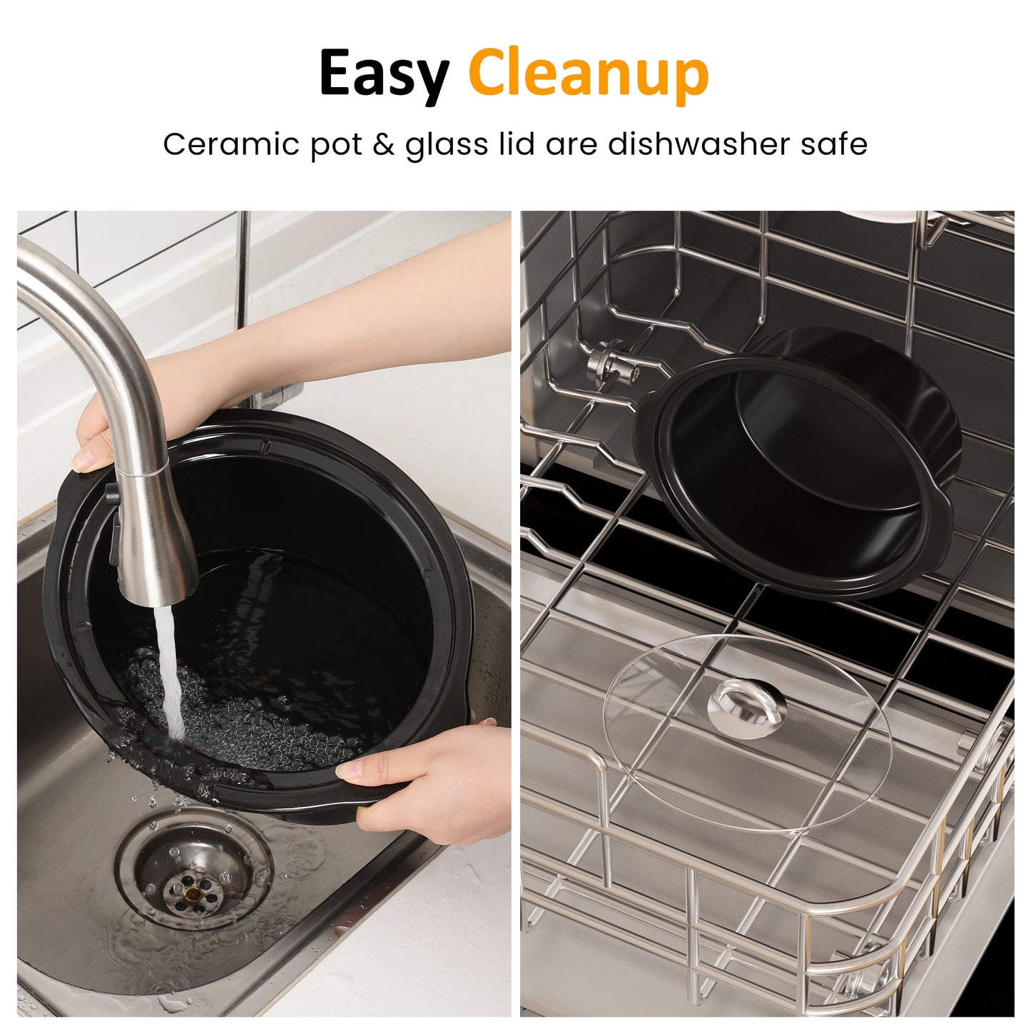 Heynemo 4QT Compact Ceramic Slow Cooker & Food Warmer with 3 Temperature Settings - Blue