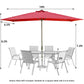 Heynemo 10x 6.5ft Rectangular Patio Umbrella, Outdoor Table Market Umbrella with Crank, 6 Steel Ribs, Polyester Canopy, Aluminum Pole,Red