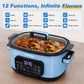 Heynemo 12-in-1 Digital Programmable Slow Cooker, 6.5 QT Large Multicooker, Multi-Cooker with Timer, Temp Control, Blue