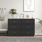 Royalcraft 6 Drawer Dresser, Modern Closet Dressers Chest of Drawers with Crystal Knobs & Decorative Painted Strip, Wood Storage Cabinet for Bedroom Living Room Hallway Closet