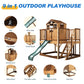 May in Color 9-in-1 Outdoor Wooden Playhouse with Slide & Sandbox - Backyard Playset for Kids Ages 3-10 - Natural Fir Play Center with Play Kitchen, Growth Chart & Safety Rails
