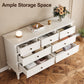 Heynemo Sideboard Buffet Cabinet with 7 Drawers, Set of 2, Modern Wide Credenza Cabinet with Rubberwood Legs & Painted Finish, Wooden Storage Closet Cabinet Organizer for Living Room, Hallway, White