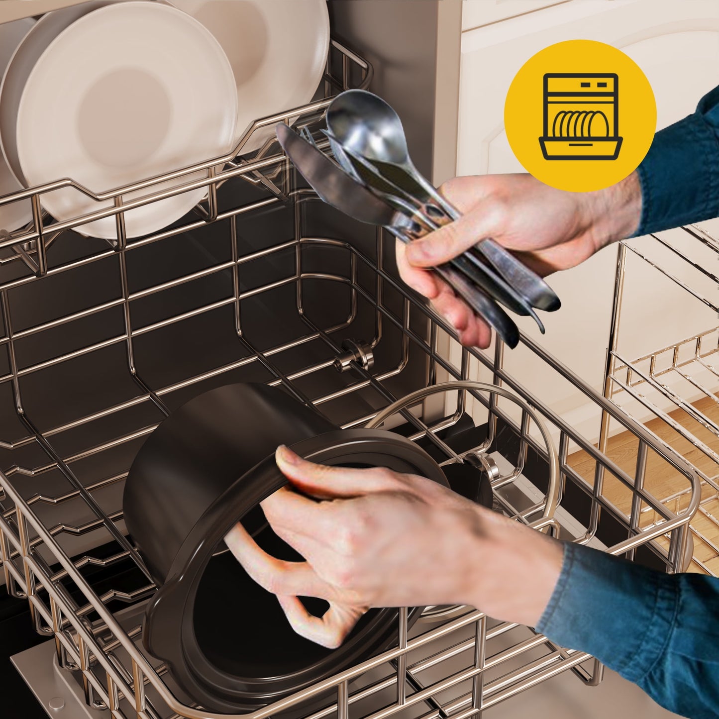 SUNVIVI Small Double Slow Cooker, 2 Pot 1.25 Quart Oval Crock Food Warmer Buffet Server, Stainless Steel-2