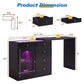 May in Color Black Extendable Vanity with LED Lights, Rotatable L?Shaped Makeup Vanity Desk, 5 Drawers & Arched Glass Cabinet, Multi?Purpose Desk for Working, Studying, Drawing, Sewing, Nail Care
