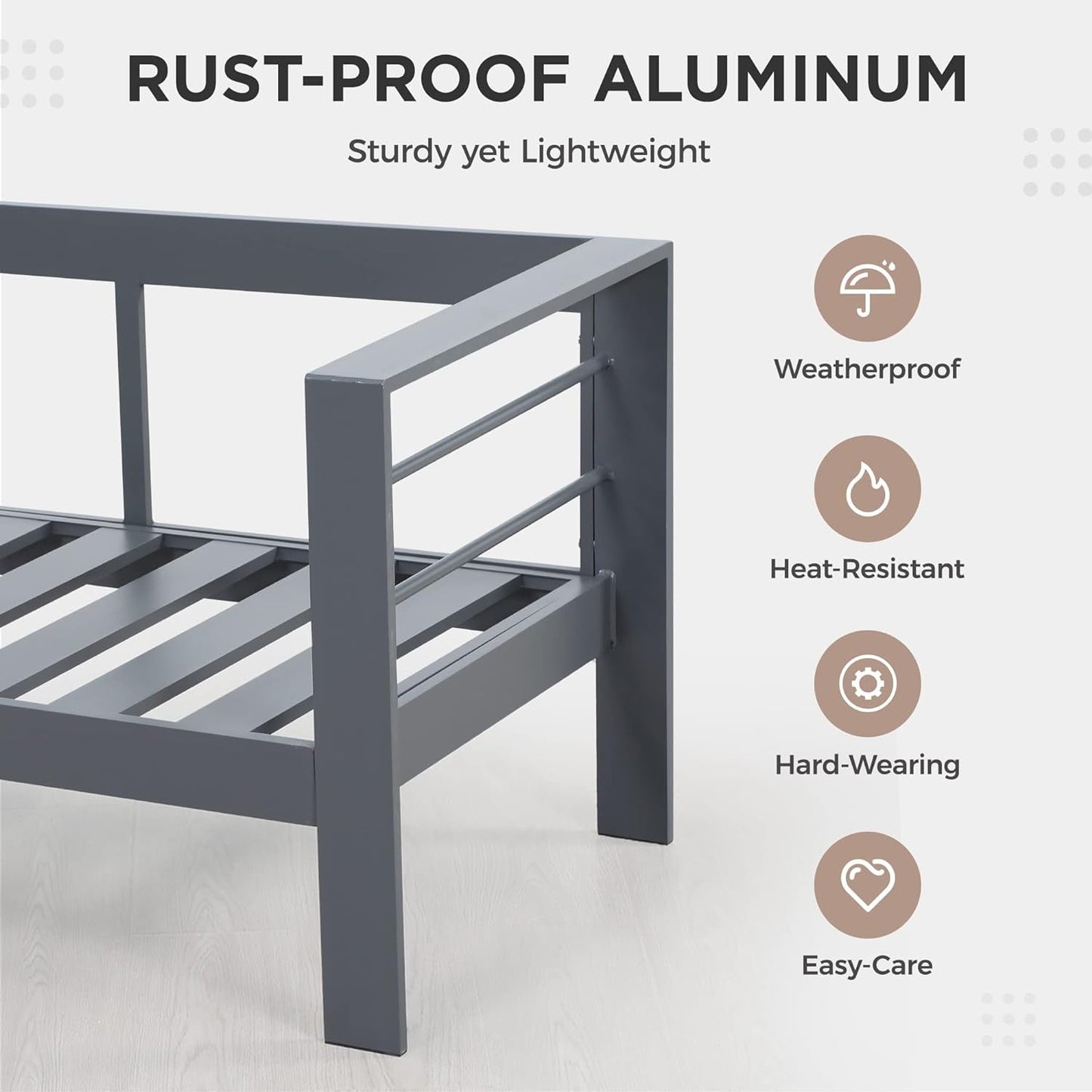 Superjoe 5 Piece Aluminum Outdoor Patio Bar Set with Fire Pit Table, Dark Gray