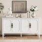 May in Color Sideboard, 58'' Mid Century Modern Storage Sideboards with 4 Doors and Adjustable Shelves, Console Table for Entryway, Dining Room, Living Room, White