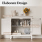 Storage Cabinet, Kitchen Sideboard Cabinet with Rattan Decor Doors, Accent Buffet Cabinet with Adjustable Storage Shelf, Wood Cabinet Organizer for Hallway, Dining Room, Living Room