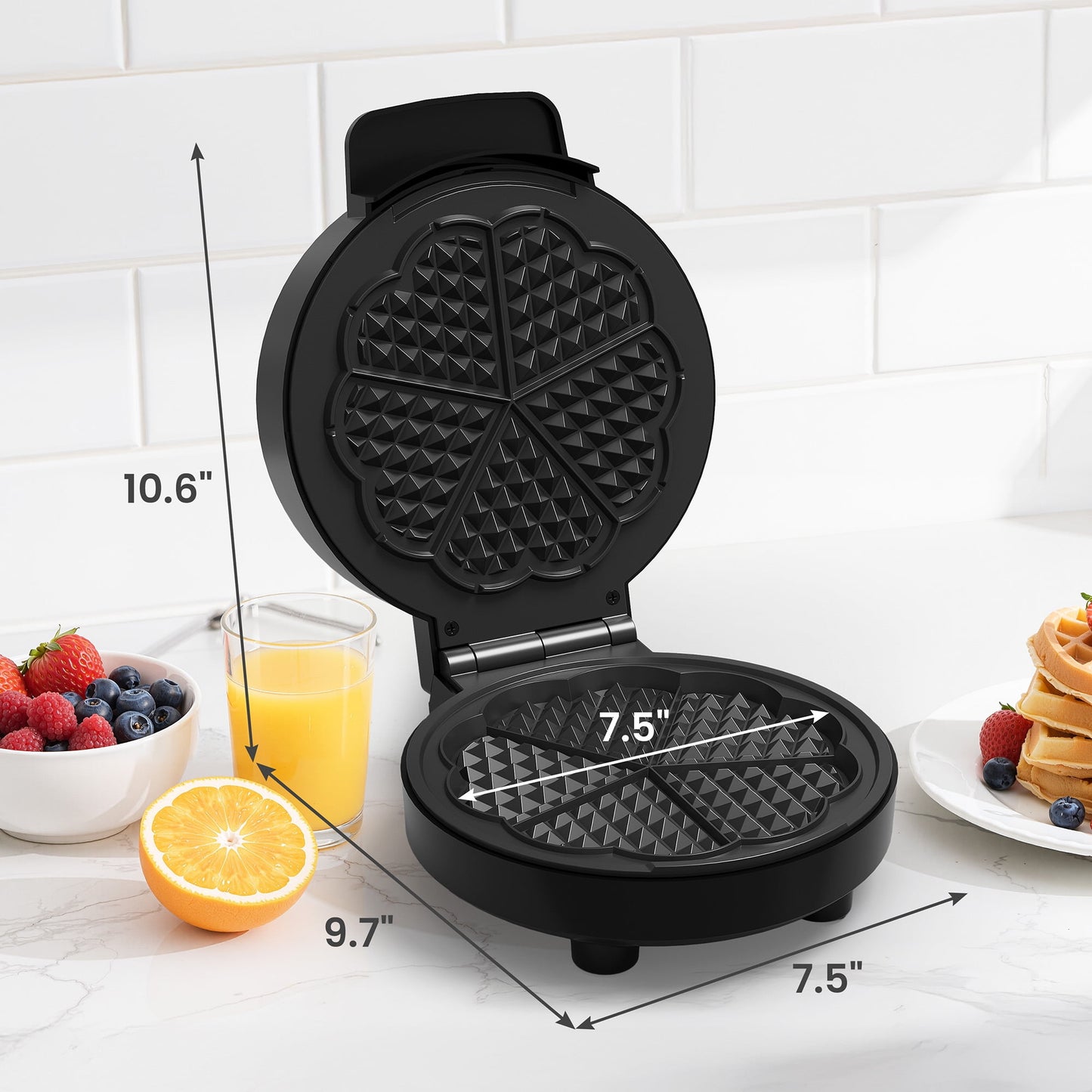 Cozy Home 5 Heart-Shaped Waffle Maker with Adjustable Temp