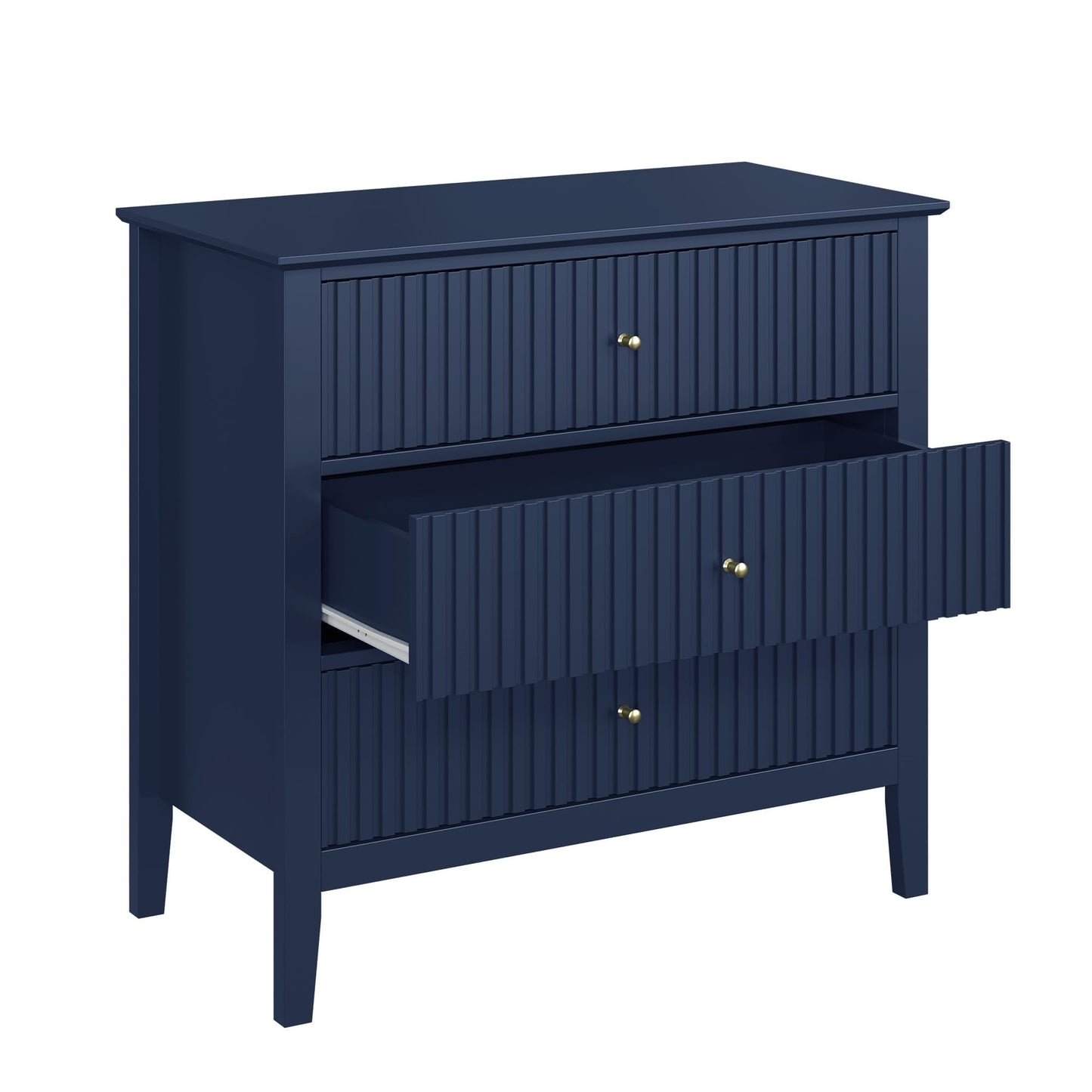 Heynemo Blue 30" Dressers Set of 2, Modern 3-Drawer Wood Nightstands with Ball Bearing Slides, Wide Storage Chests for Bedroom, Living Room, Entryway or Office