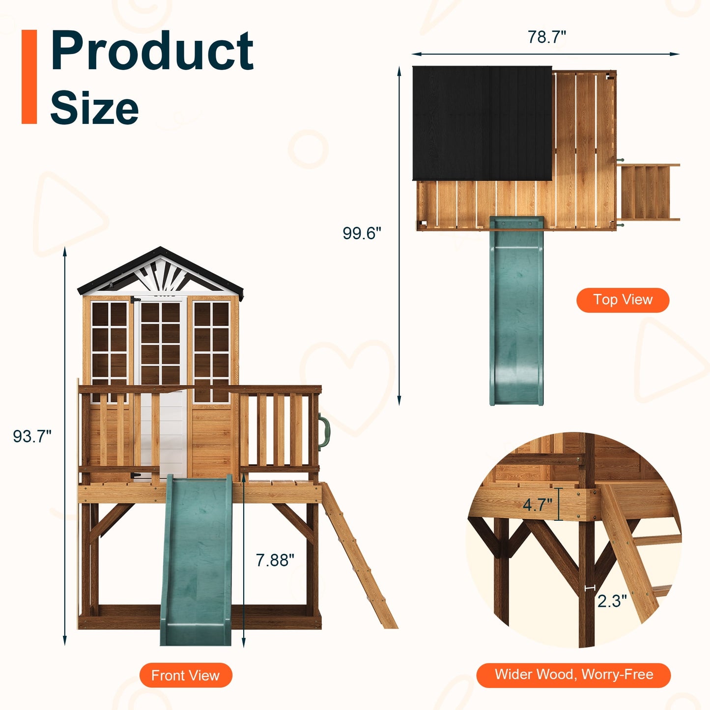 Heynemo All-in-One Backyard Playset for Kids 3-10: 9-in-1 Wooden Playhouse with Slide, Sandbox & Pretend Kitchen for Imaginative Outdoor Fun