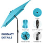 Sunvivi 10 x 6.5 Ft Rectangular Patio Umbrella with Crank and Tilt, Metal Pole Outdoor Umbrella with Polyester Canopy, Blue