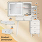 Heynemo Vanity with Mirror and Lights, Makeup Table with 3 Color Touch Light, Vanity Desk with Drawers & Hidden Shelves for Bedroom, White (Stool Not Included)