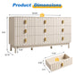 Heynemo Fluted Chest of 9 Drawers, Beige Modern 9 Drawer Dresser with Gold Metal Handles, Wide Storage Dresser Cabinet for Bedroom Living Room