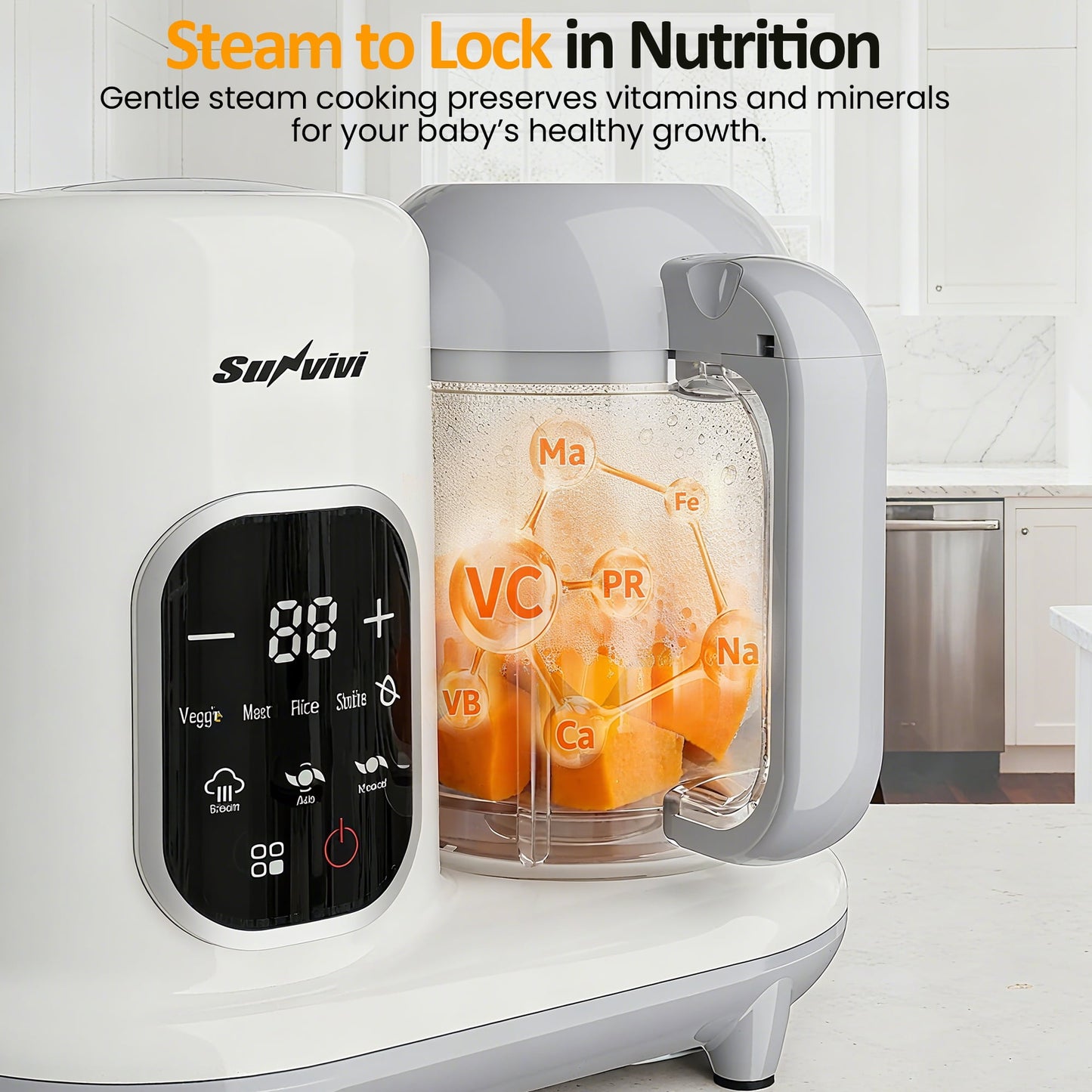 Heynemo Baby Food Processor Blender Combo | 6-in-1 Steaming, Heating, Unfreeze & Puree Maker with Easy Self-Clean LCD