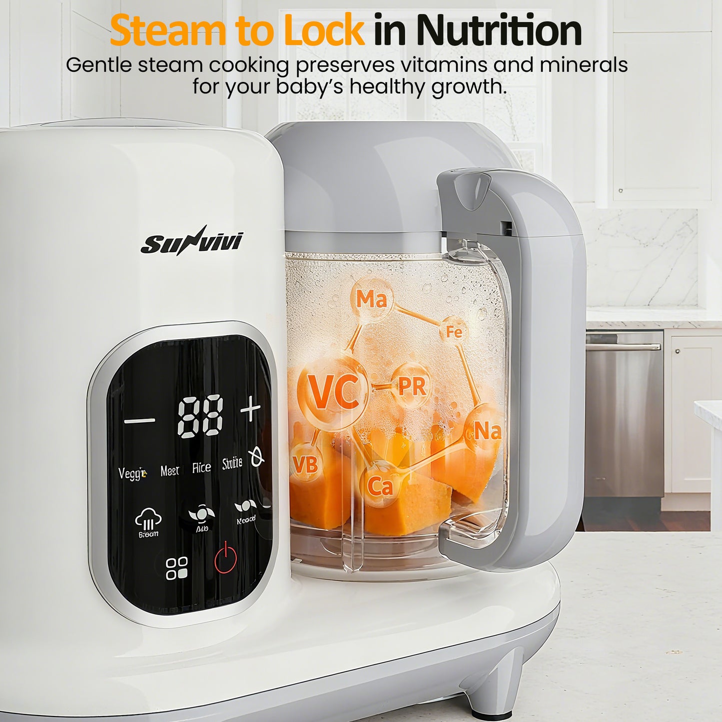 Heynemo All-in-One Baby Food Maker with Steamer, Blender, Heating & Stirring | LCD Display, Self-Clean Baby Food Processor