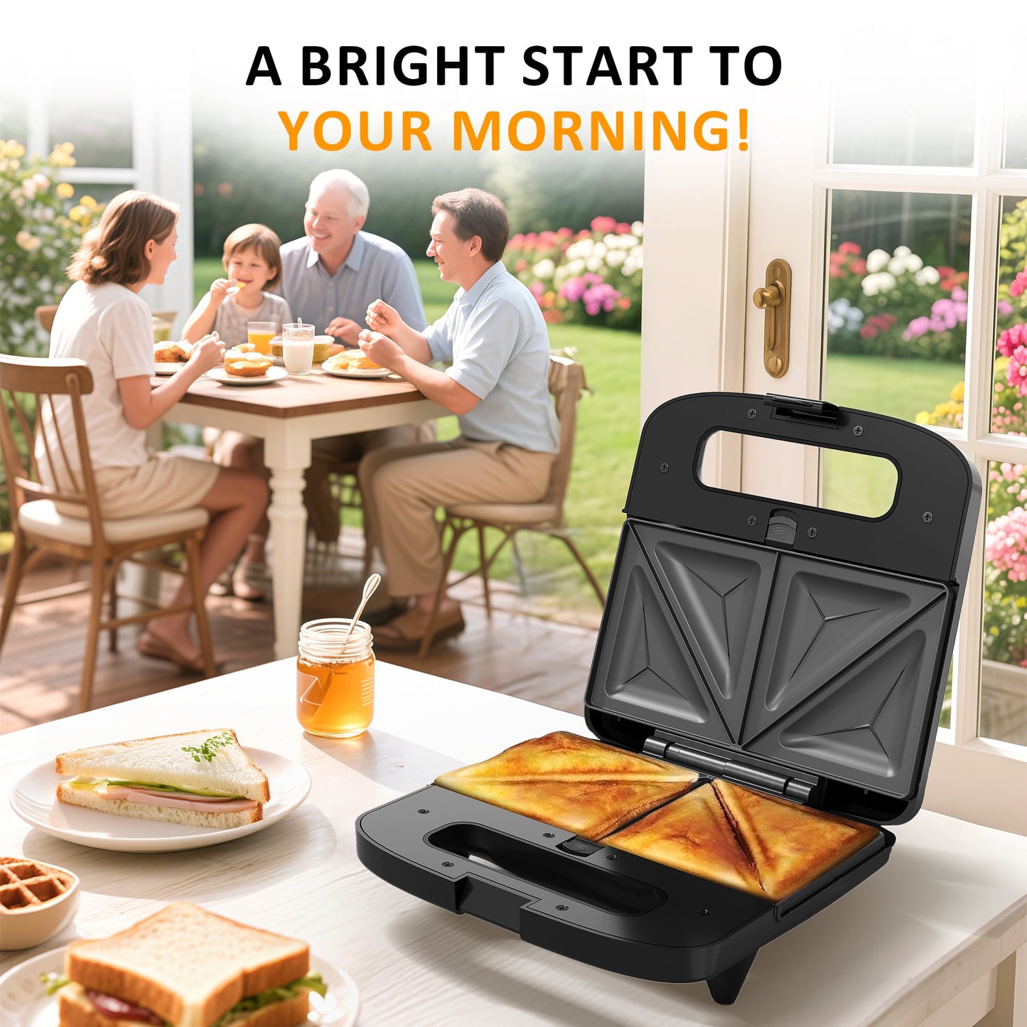 Heynemo 3 in 1 Electric Waffle, Grill & Sandwich Maker