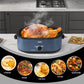 Sunvivi Roaster Oven with Self-Basting Lid, 18qt Electric Roaster with Removable Pan & Rack, Turkey Roaster Oven with Defrost & Warm Function, Stainless Steel, Blue