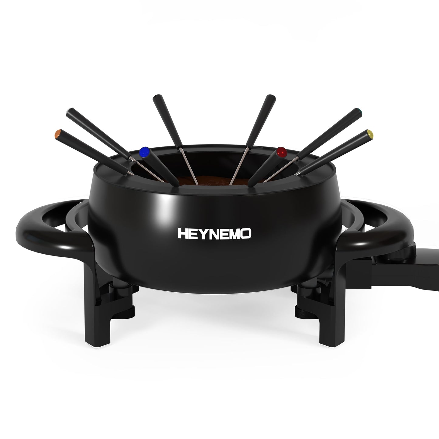 Sunvivi 3 QT Fondue Set, Electric Fondue Pot Set for Melting Chocolate & Cheese, 1000W Non-Stick Fondue Maker with Adjustable Temperature Control and 8 Color-Coded Forks, Ideal for Dessert & Broth