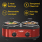 SUNVIVI Small Double Slow Cooker, 2 Pot 1.25 Quart Oval Crock Food Warmer Buffet Server, Stainless Steel-2