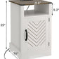 RoyalCraft White Nightstand with Charging Station, Farmhouse Bedside Table with Herringbone Design, Wooden Rustic End Table with Large Storage Room & Shelf for Bedroom, Living Room