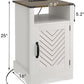 RoyalCraft White Nightstand with Charging Station, Farmhouse Bedside Table with X-Shaped Design,Wooden Rustic End Table with Large Storage Room and Shelf for Bedroom, Living Room