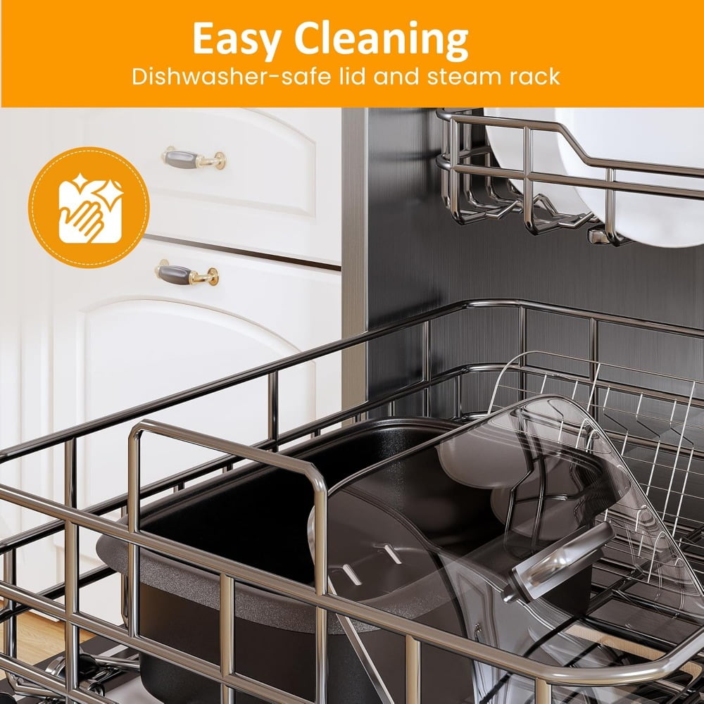 8 Quart 12-IN-1 Multi Cooker, Digital Programmable Slow Cooker with LED Display & Timer, 1250W Rice Cooker with Nonstick Inner Pot for Bake, Saute, Roast, Stew, Sous Vide, Dishwasher Safe, Silver