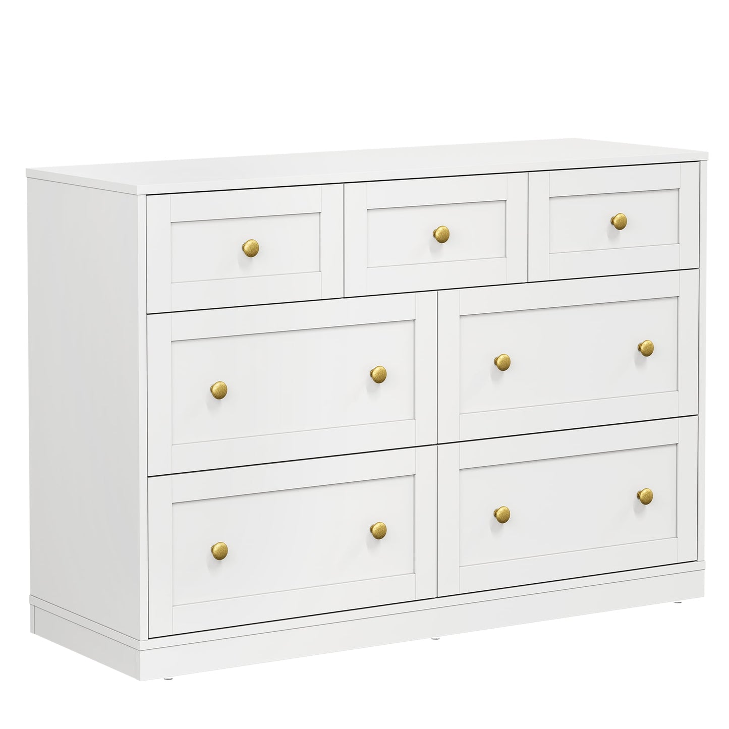 May in Color Dresser for Bedroom with 7 Drawers, Wood Drawer Organizer for Bedroom, Living Room, Hallway, White