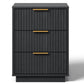 Heynemo Low 3-Drawer Dresser Set of 2, Modern Storage Cabinet with Wavy Drawers for Bedroom, Hallway, or Living Room, Black