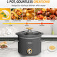 Superjoe 2 Quart Slow Cooker, Small Slow Cooker with Removable Ceramic Pot, Slow Cooker Food Warmer with 3 Heating Settings & Dishwasher Safe Glass Lid, Grey