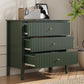 32" Green Fluted Dresser Nightstand, Wide Modern 3 Drawer Wooden Chest, Large Painted Storage Cabinet, for Bedroom, Closet, Hallway, Entryway