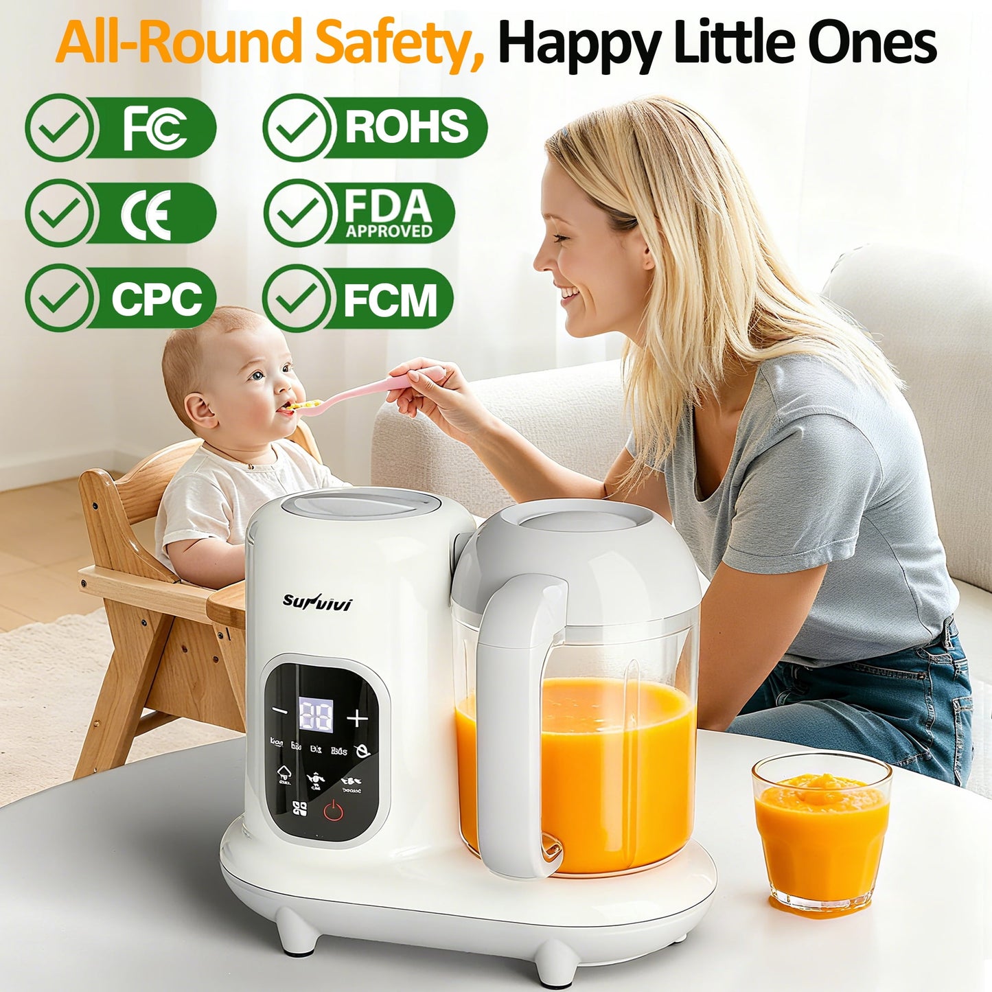 Heynemo All-in-One Baby Food Maker with Steamer, Blender, Heating & Stirring | LCD Display, Self-Clean Baby Food Processor