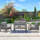 Superjoe Outdoor 2-Seat Patio Aluminum Loveseat Sofa Couch Furniture with Light Grey Cushions, Grey