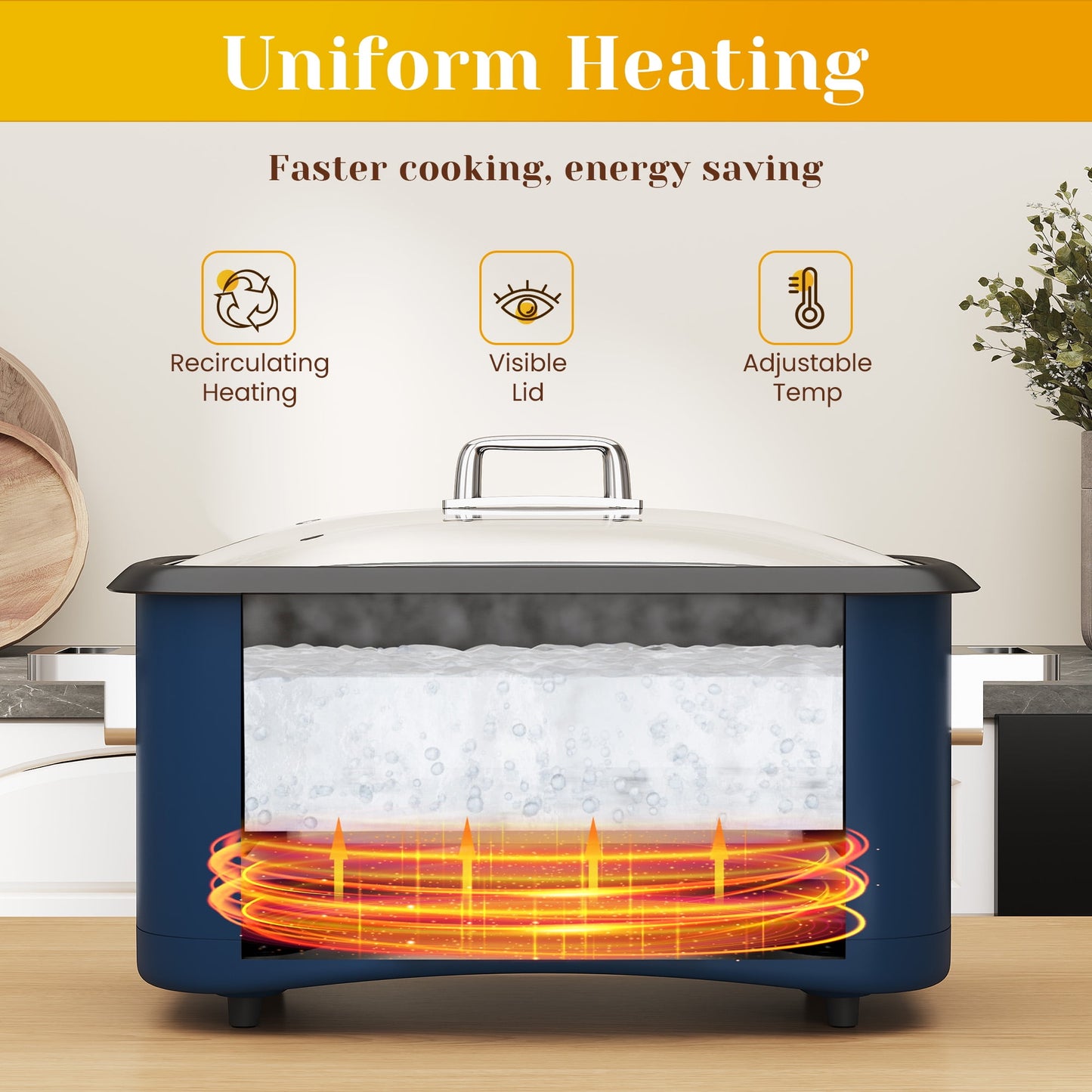 Heynemo 12-in-1 Digital Slow Cooker, 8QT Multi-Cooker with Adjustable Temp, Timer, Auto Shut-Off, Removable Non-Stick Pot & Dishwasher-Safe Glass Lid