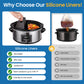 Sunvivi 2-in-1 Silicone Slow Cooker Liners, Reusable Divider Insert for 6QT Crock Pot, Bpa Free, Dishwasher Safe, Grey