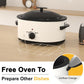 Superjoe 8QT Electric Roaster Oven, Self-Basting Lid, Defrost Warm Function, Removable Pan and Rack, Stainless Steel, White