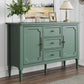 Heynemo Storage Cabinet Set of 2 with 2 Doors & 3 Drawers, Sideboard Cabinet with Adjustable Shelves, Wood Buffet Cabinet with Turned Legs, Ideal for Entryway, Living Room, Dining Room, Green