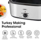RoyalCraft 20 Quart Electric Roaster Oven with Self-Basting Lid, Stainless Steel, Silver