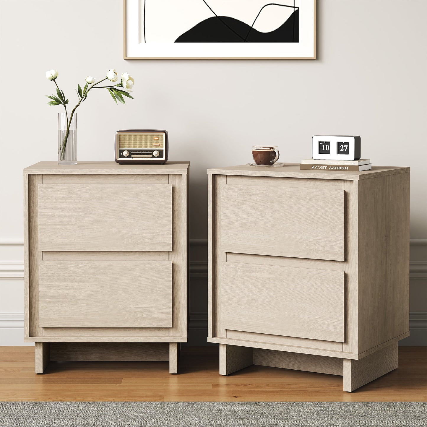 Heynemo 2-Drawer Dresser, Modern Wood Design with Clean Edges, Versatile Storage for Bedroom, Living Room, Office, and Entryway, Beige