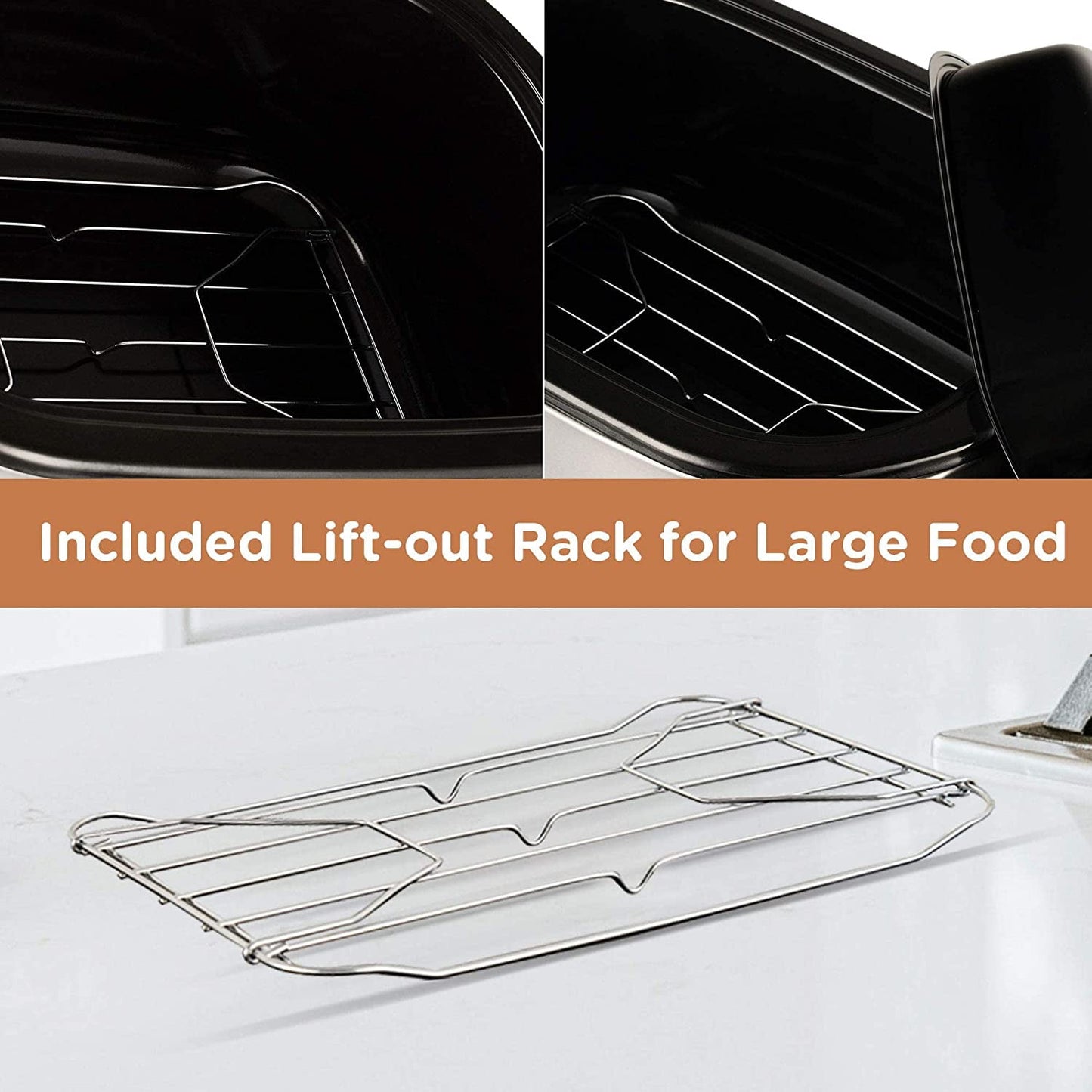 CozyHom 24 Quart Electric Roaster Oven Stainless Steel Roaster Oven with Self-Basting Lid Removable Insert Pot, Silver