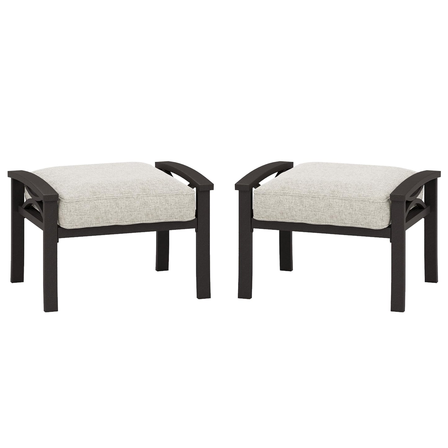 Heynemo Durable Iron Patio Footstool with Cushions ¨C Stable, Weather-Resistant Outdoor Ottoman for Relaxation & Extra Seating"
